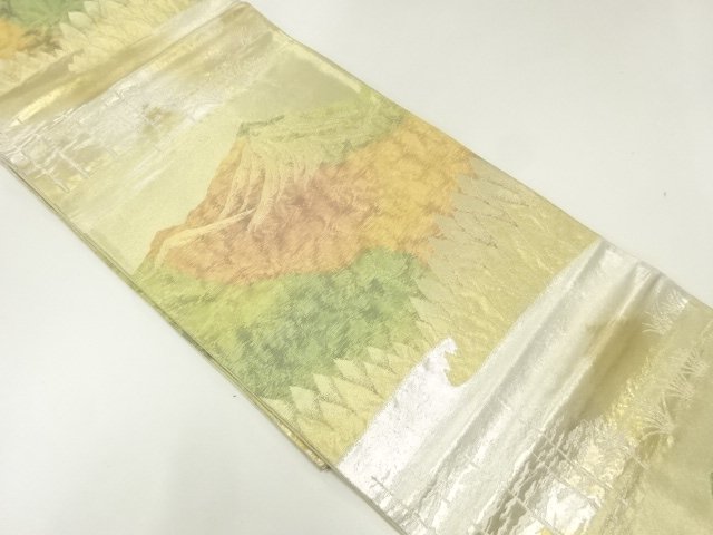 JAPANESE KIMONO / ANTIQUE FUKURO OBI / SILK / WOVEN MOUNTAINS